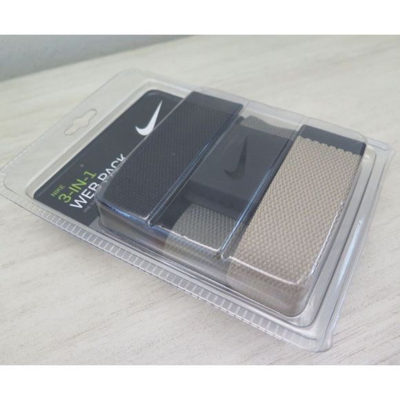 Nike DS5006904MB Men Sz O/S Up To 42" Blck/Olive/Khaki Web Pack Dust Belt 3 Pack - Picture 3 of 7